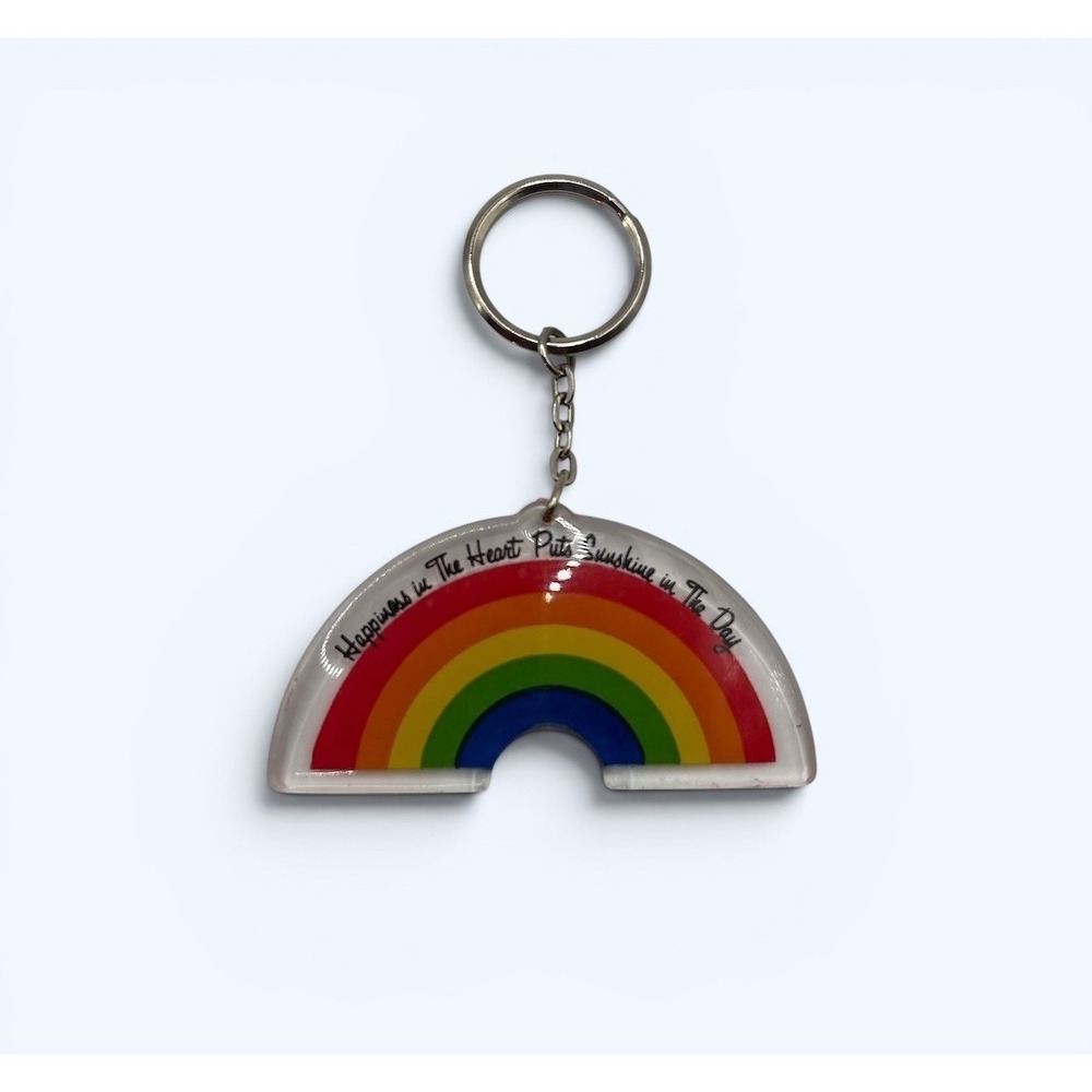 Let Beautiful Things Happen Today Colorful Rainbow Keychain Key Ring LUCITE